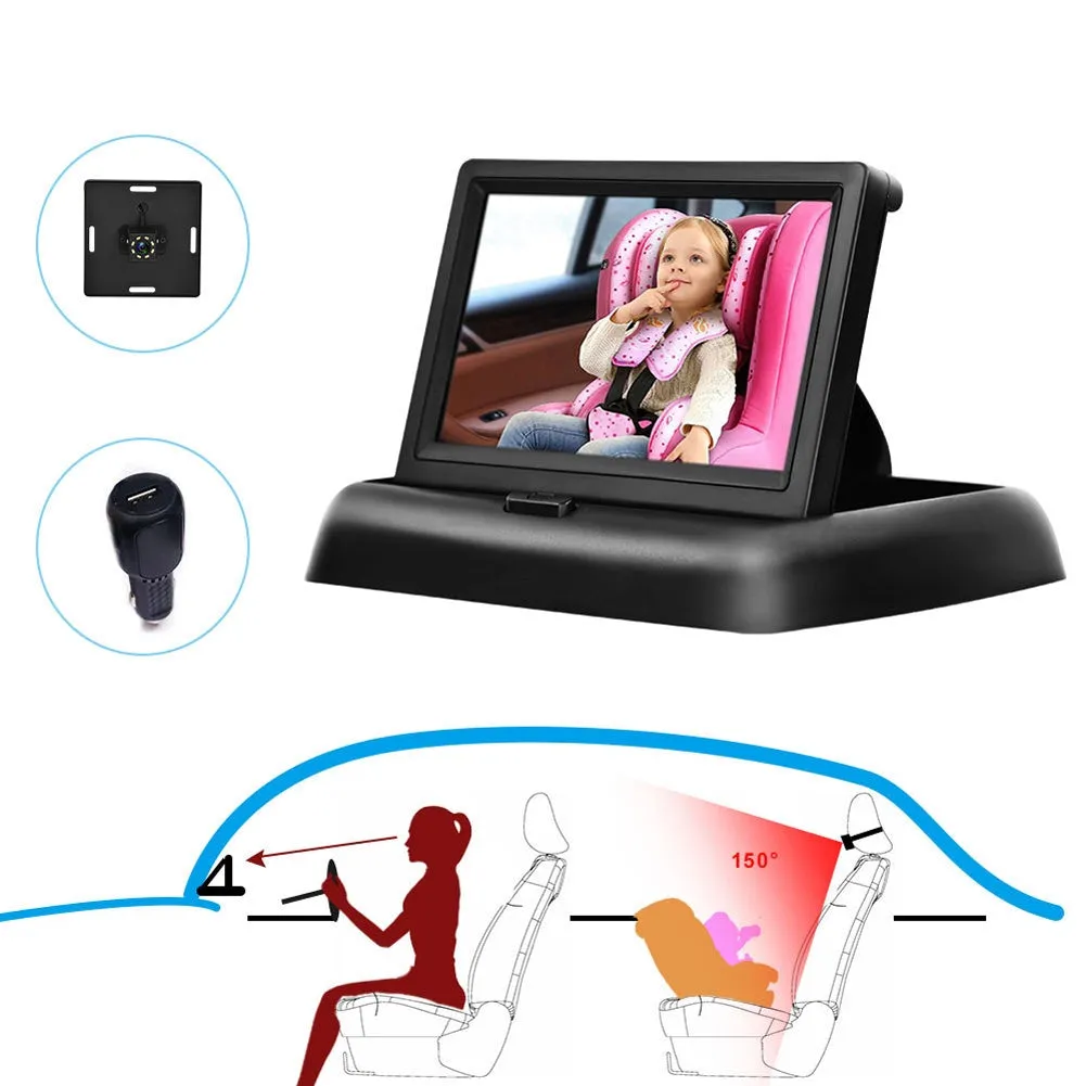 12-24v Car Monitor Folding Screen Display with Cigarette Lighter