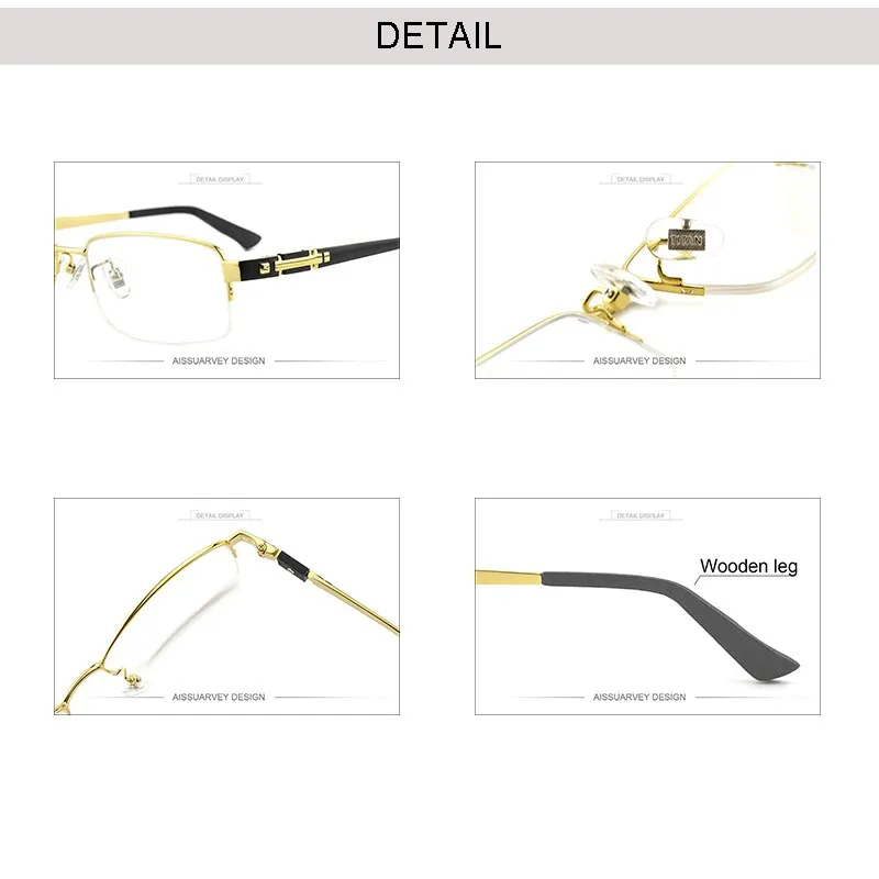 Aissuarvey Men's Eyeglasses Titanium Wooden Semi Rim As8001