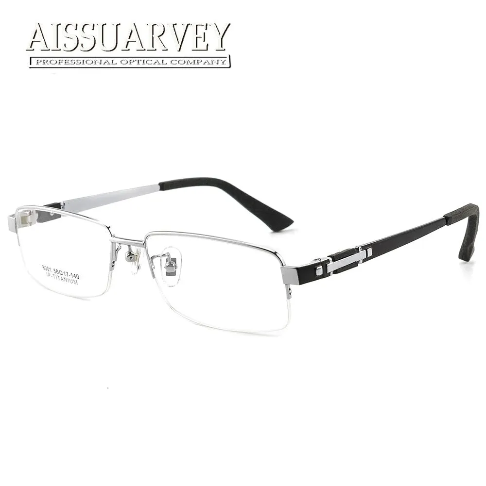 Aissuarvey Men's Eyeglasses Titanium Wooden Semi Rim As8001