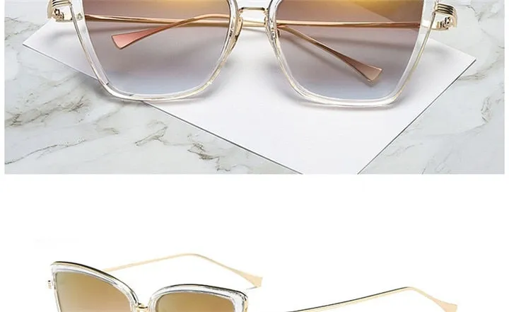 Alloy Cat Eye Sunglasses Women  Gradient Lens Sun Glasses