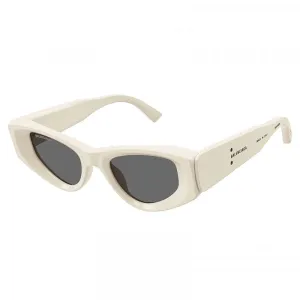 Balenciaga Cat Eye Full Rim, with a Beige frame and Grey lens.