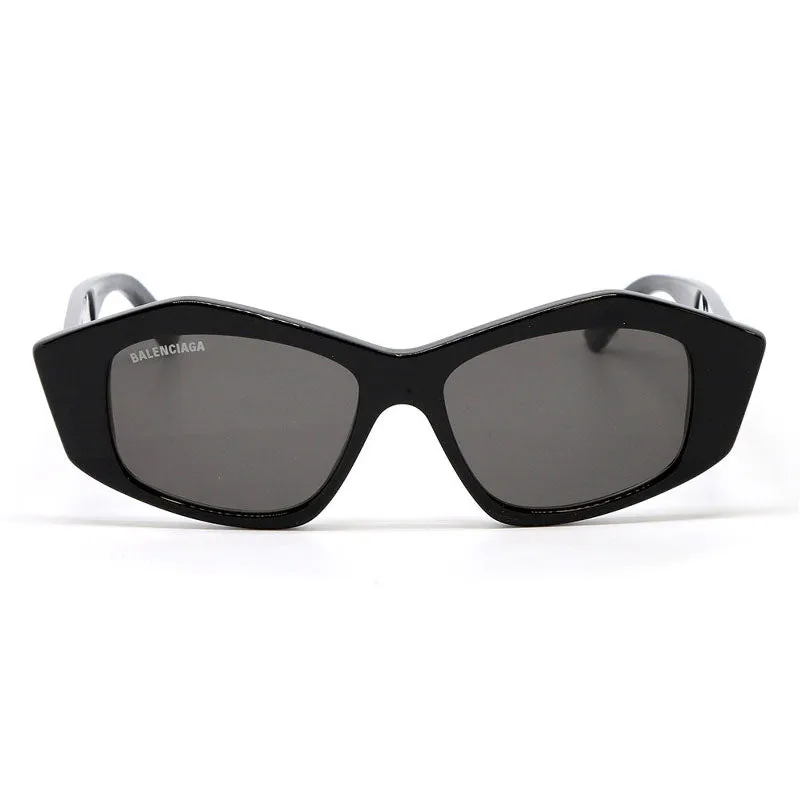 Balenciaga Cat Eye Full Rim, with a Black frame and Grey lens.