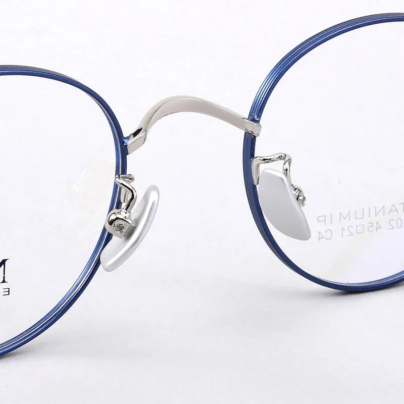Bclear Unisex Eyeglasses Pure Titanium Round Small Full Rim Sc88302