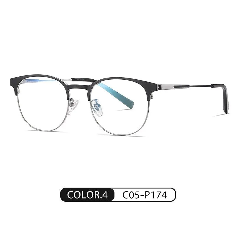 Bclear Unisex Full Rim Round Square Tr 90 Titanium Eyeglasses Wdpt906