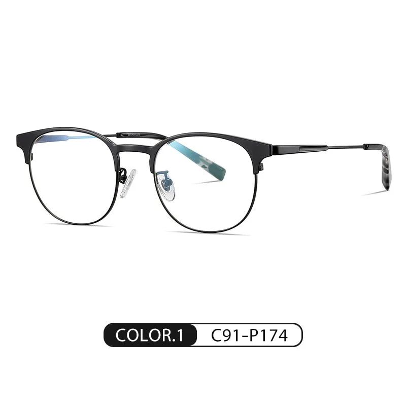 Bclear Unisex Full Rim Round Square Tr 90 Titanium Eyeglasses Wdpt906