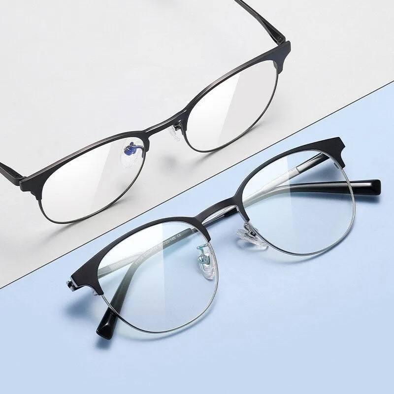 Bclear Unisex Full Rim Round Square Tr 90 Titanium Eyeglasses Wdpt906