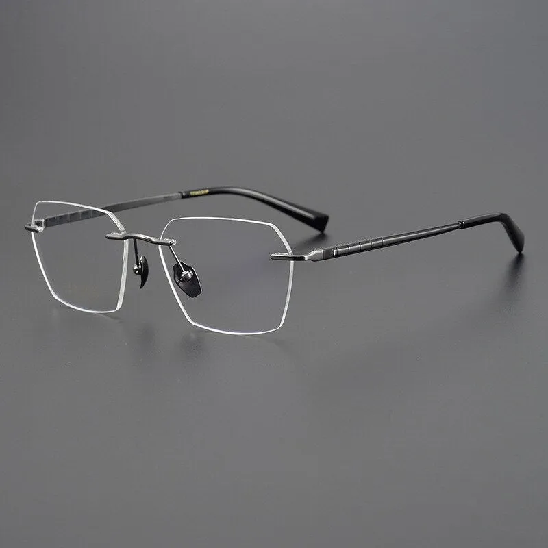 Bclear Unisex Rimless Square Titanium Eyeglasses Mys91101