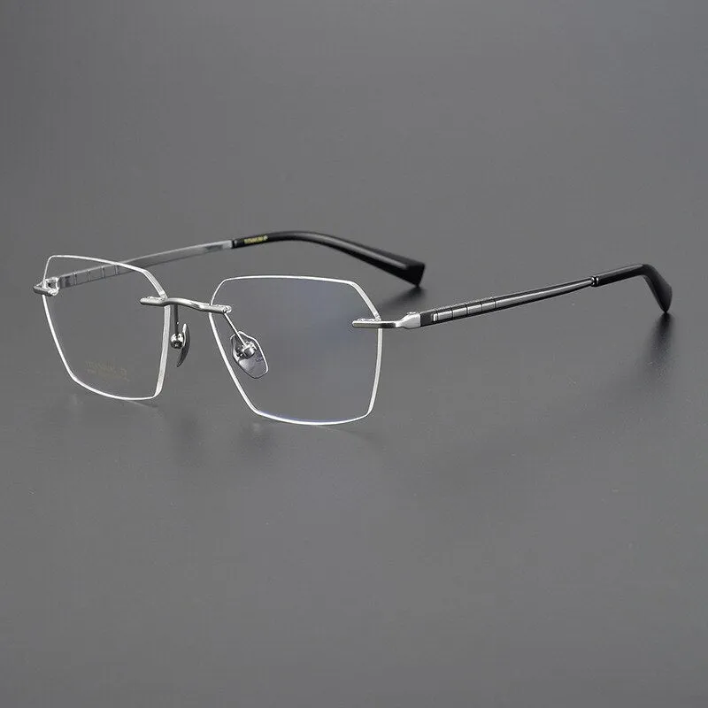Bclear Unisex Rimless Square Titanium Eyeglasses Mys91101