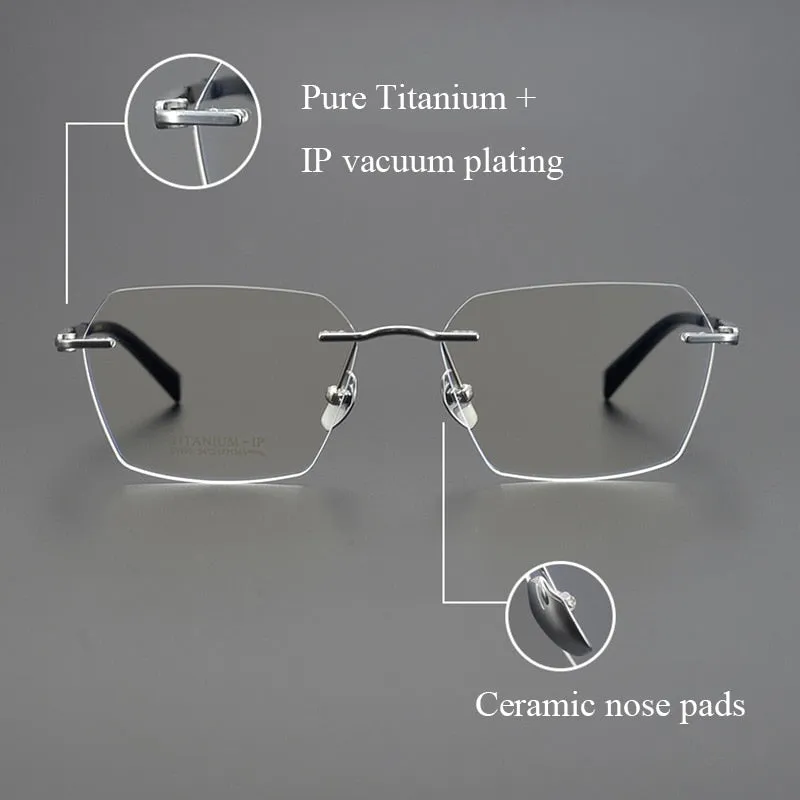 Bclear Unisex Rimless Square Titanium Eyeglasses Mys91101