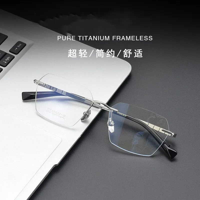 Bclear Unisex Rimless Square Titanium Eyeglasses Mys91101