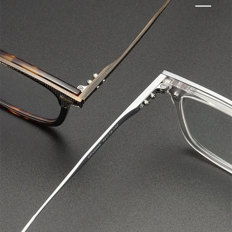 Black Mask Unisex Full Rim Titanium Rectangle Acetate Eyeglasses 2085
