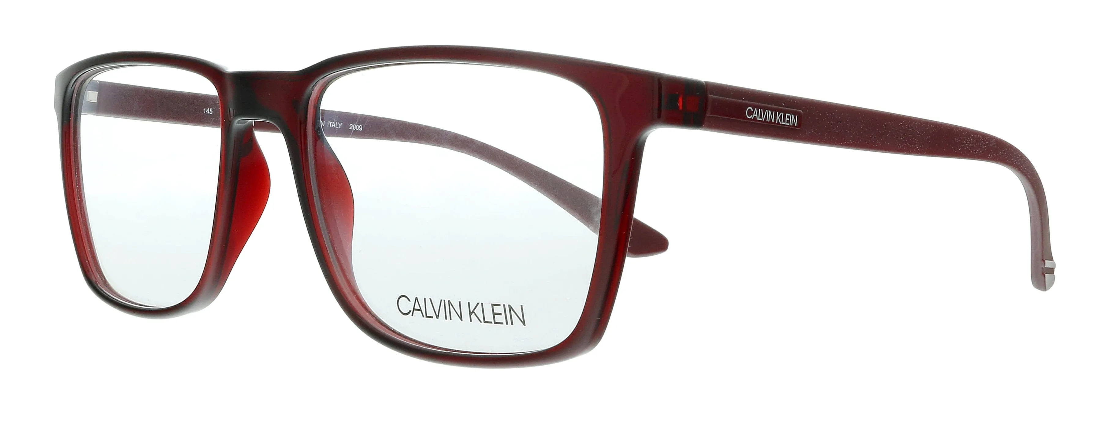 Calvin Klein CK19573 601 Crystal Deep Red Modified Rectangle Eyeglasses