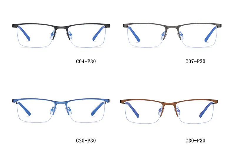 CCspace Men's Semi Rim Rectangle Alloy Frame Eyeglasses 54534