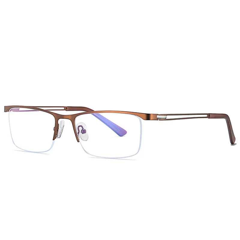CCspace Men's Semi Rim Rectangle Alloy Frame Eyeglasses 54534
