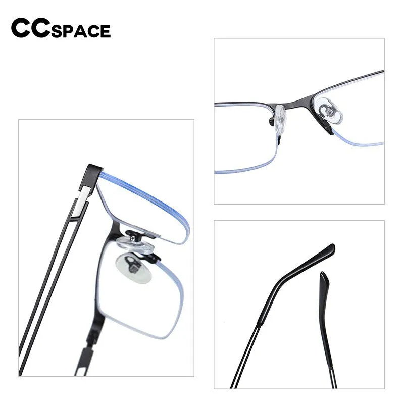 CCspace Men's Semi Rim Rectangle Alloy Frame Eyeglasses 54534