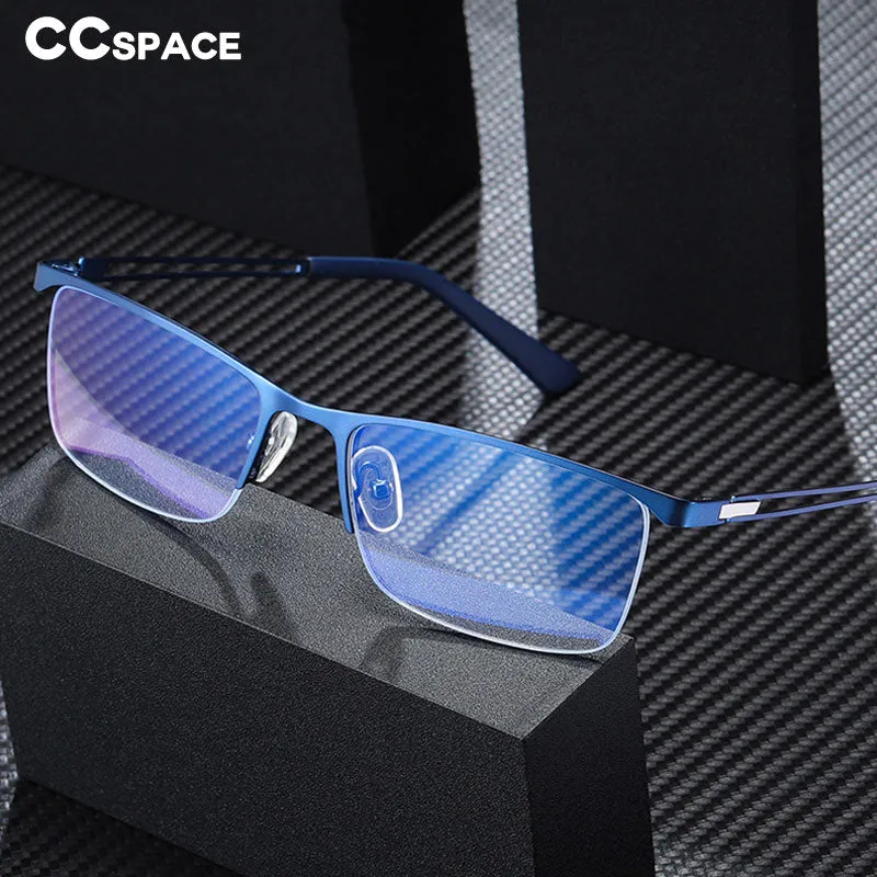 CCspace Men's Semi Rim Rectangle Alloy Frame Eyeglasses 54534