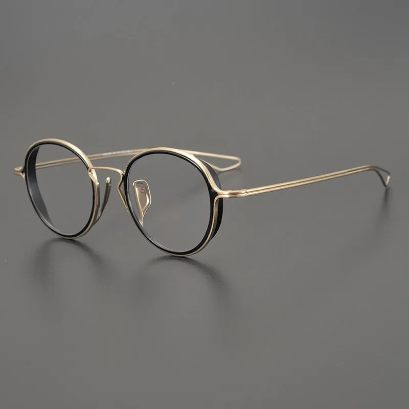CCspace Unisex Full Rim Round Handcrafted Frame Eyeglasses 54619