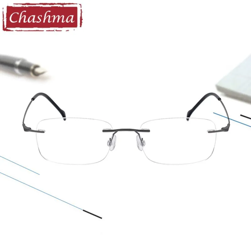 Chashma Unisex Rimless Rectangle Titanium Eyeglasses 16006