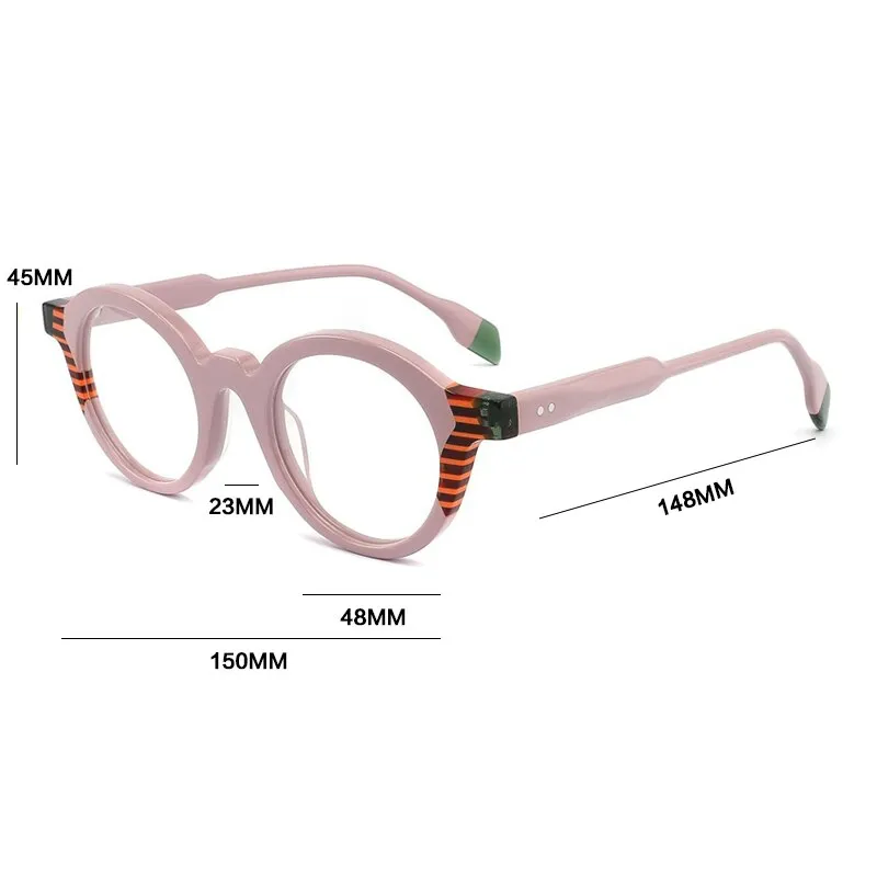 Gatenac Unisex Full Rim Round Acetate Eyeglasses Gxyj1013