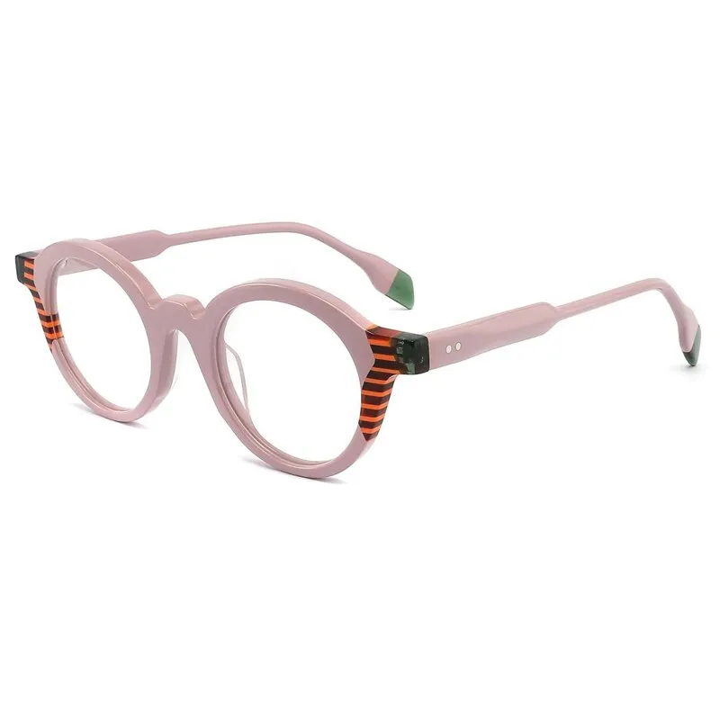 Gatenac Unisex Full Rim Round Acetate Eyeglasses Gxyj1013