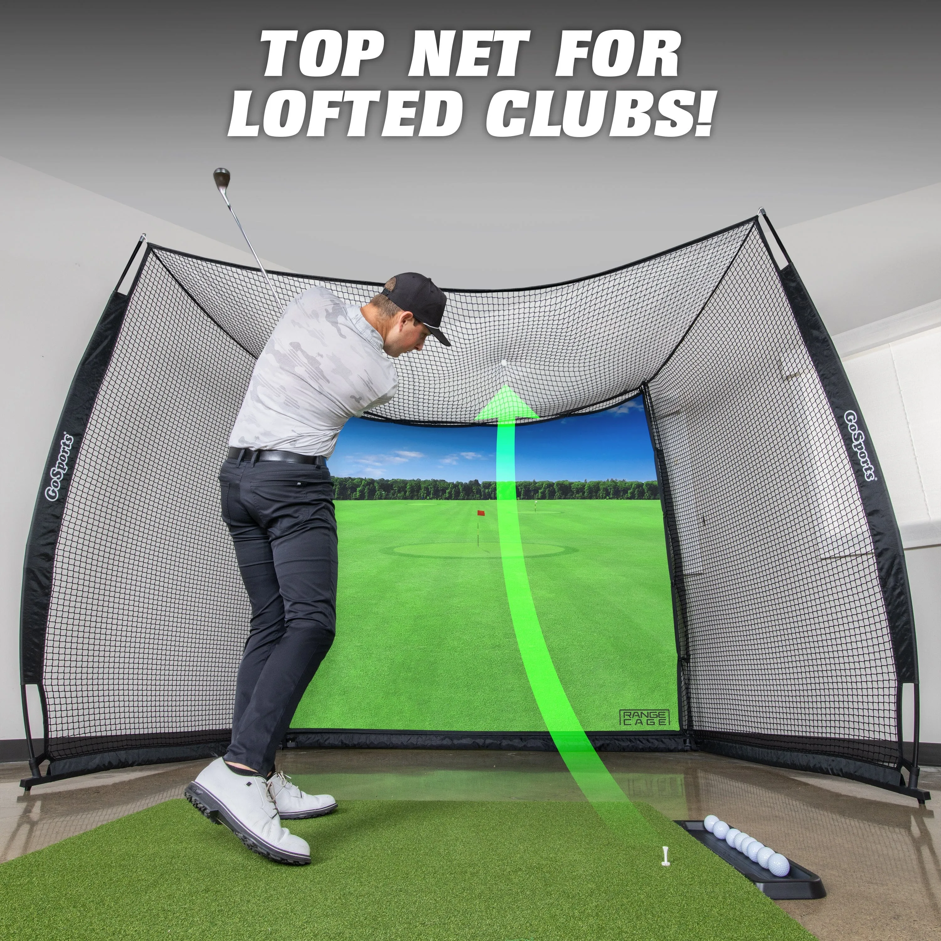 GoSports Range Cage 10 ft x 8 ft Golf Practice Hitting Net with Impact Screen