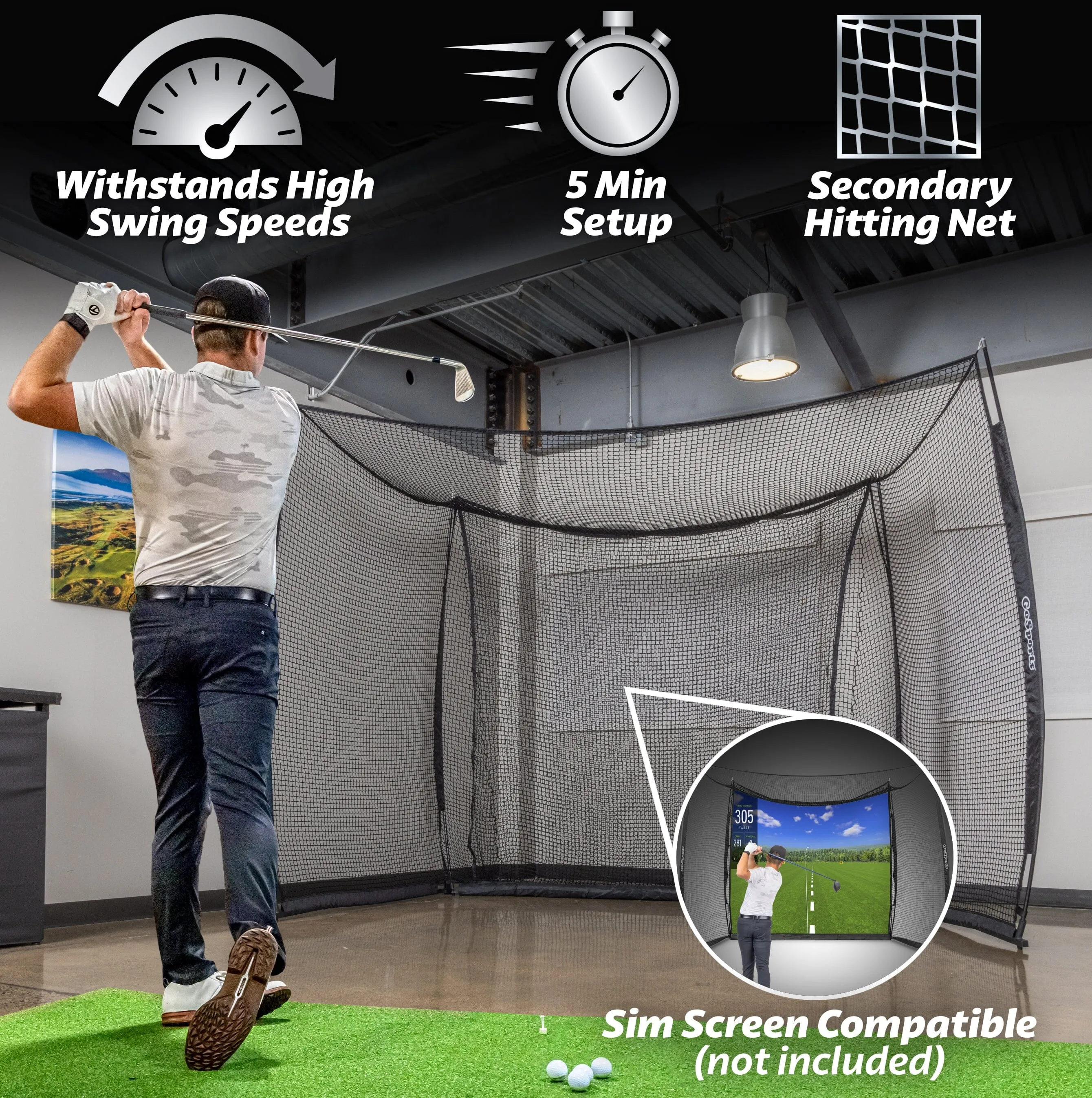 GoSports Range Cage 10 x 8 ft Golf Practice Hitting Net - Classic Net