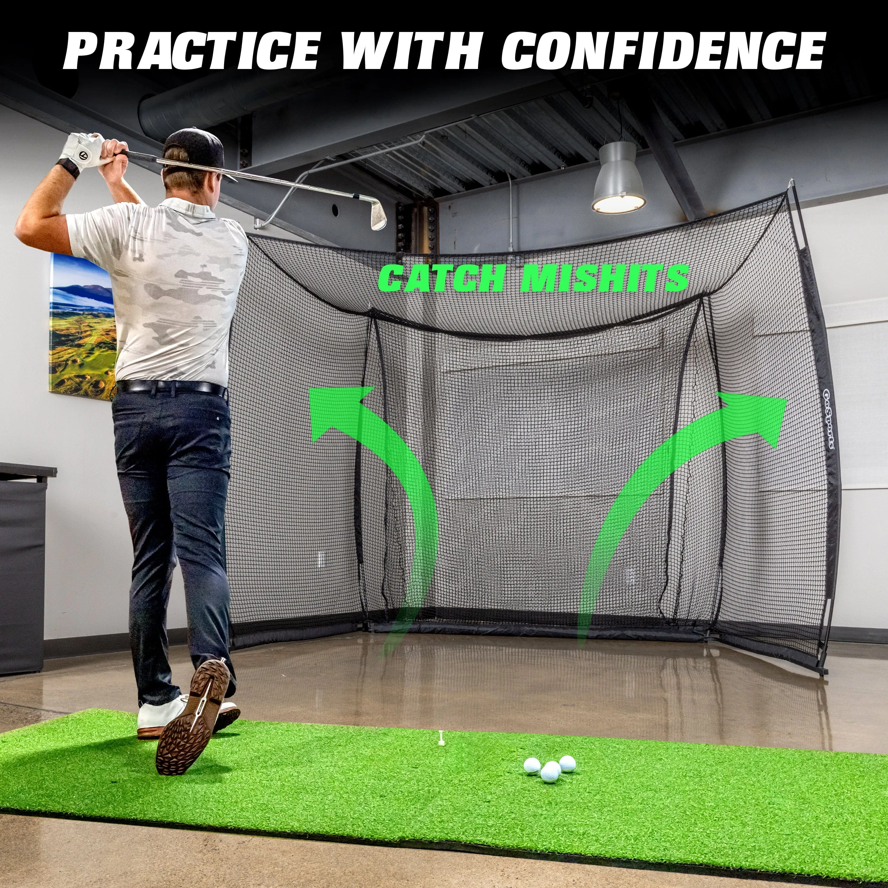GoSports Range Cage 10 x 8 ft Golf Practice Hitting Net - Classic Net