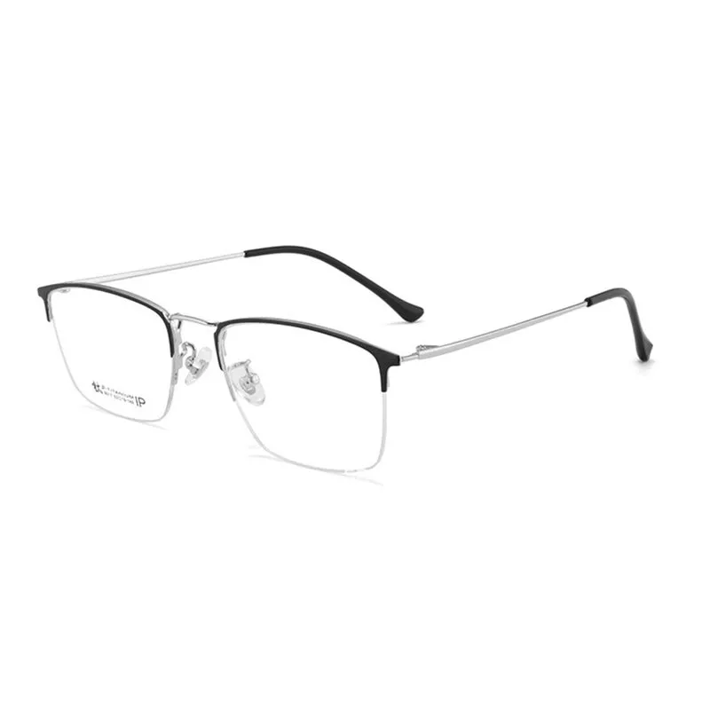 Handoer Unisex Semi Rim Square Titanium Eyeglasses 8017