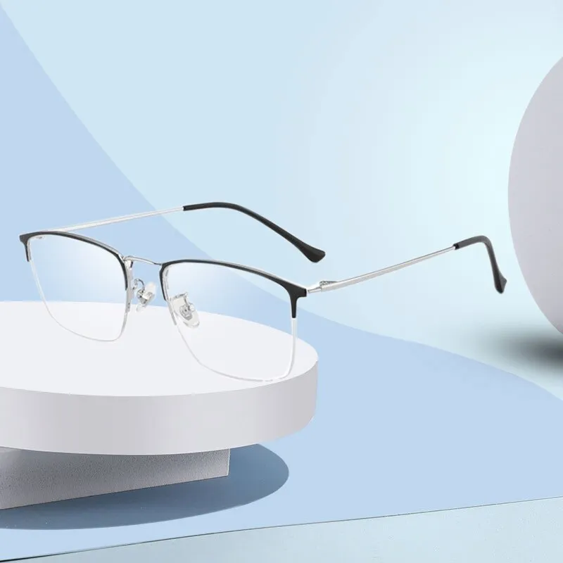 Handoer Unisex Semi Rim Square Titanium Eyeglasses 8017