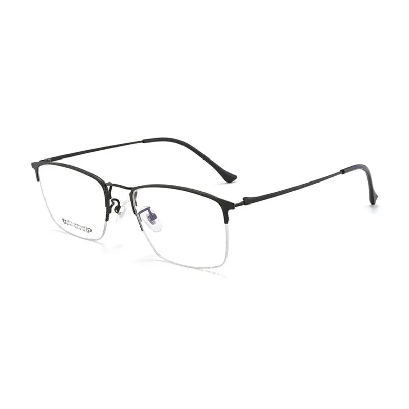 Handoer Unisex Semi Rim Square Titanium Eyeglasses 8017