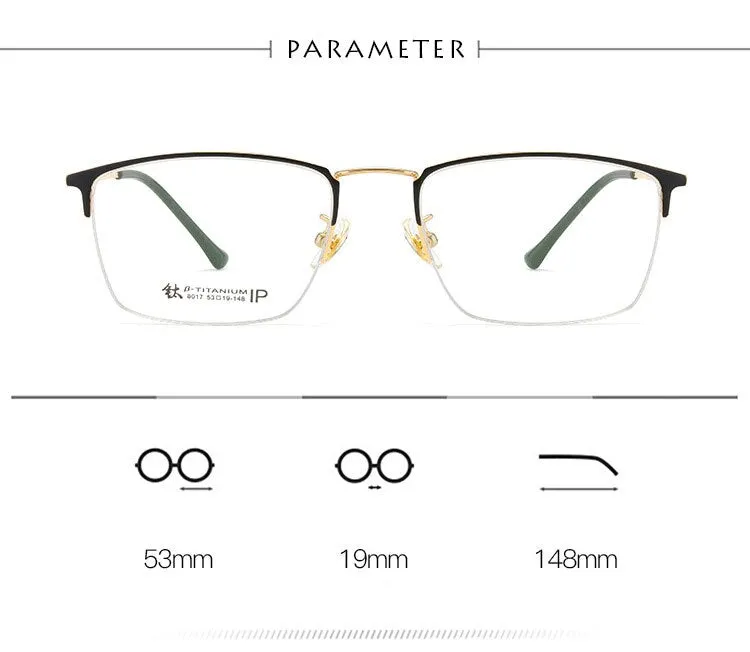 Handoer Unisex Semi Rim Square Titanium Eyeglasses 8017
