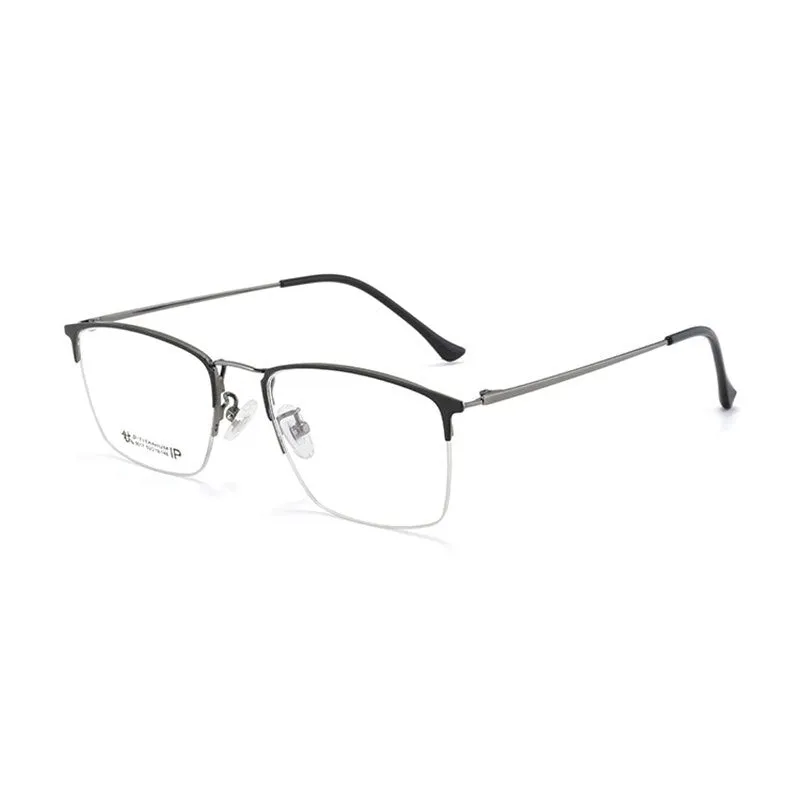 Handoer Unisex Semi Rim Square Titanium Eyeglasses 8017