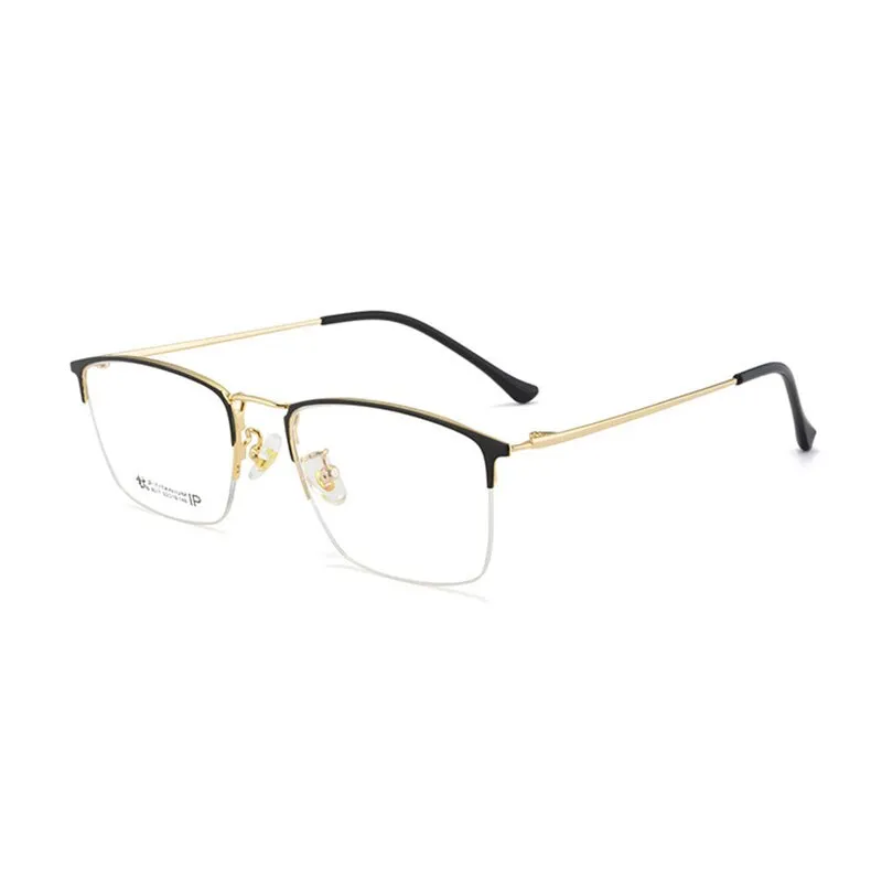 Handoer Unisex Semi Rim Square Titanium Eyeglasses 8017