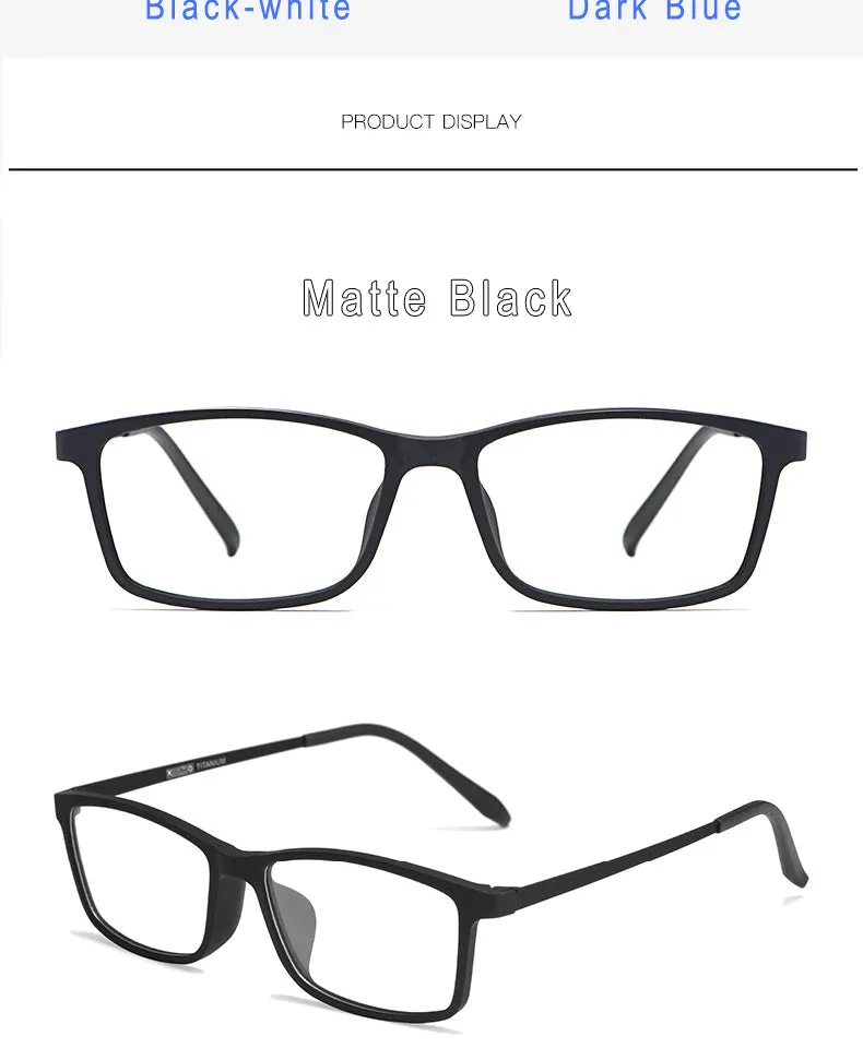 Hotony Unisex Full Rim Square TR 90 Resin Beta Titanium Frame Eyeglasses 3048