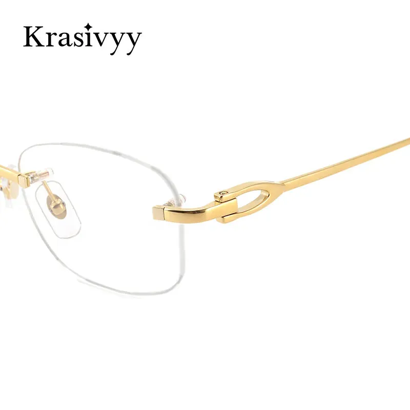 Krasivyy Unisex Rimless Square Titanium Eyeglasses Kr0290o