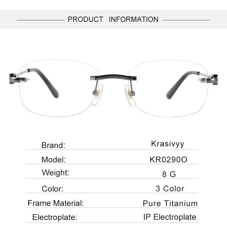 Krasivyy Unisex Rimless Square Titanium Eyeglasses Kr0290o