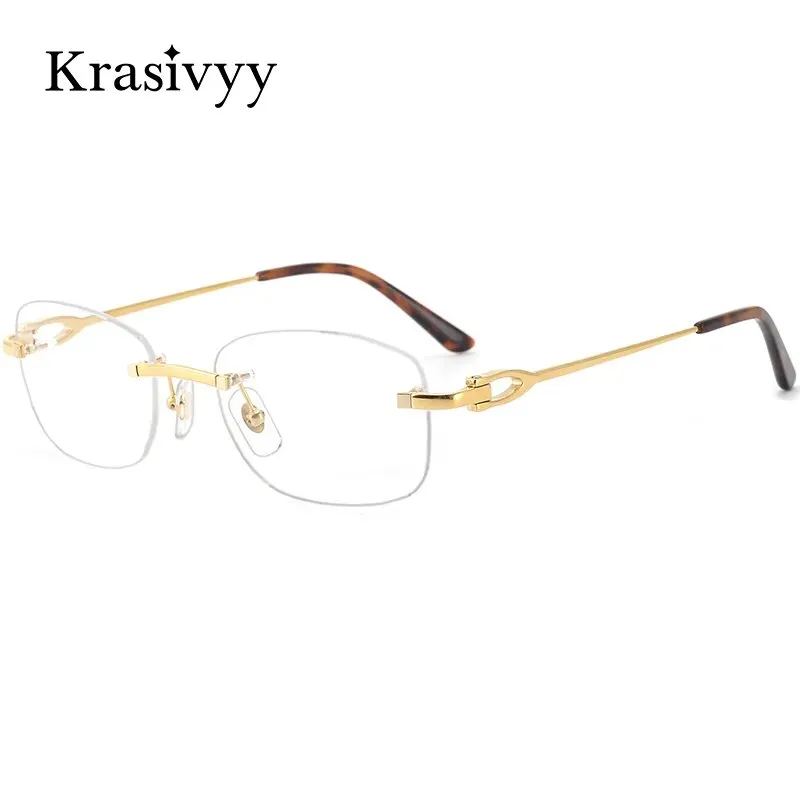 Krasivyy Unisex Rimless Square Titanium Eyeglasses Kr0290o