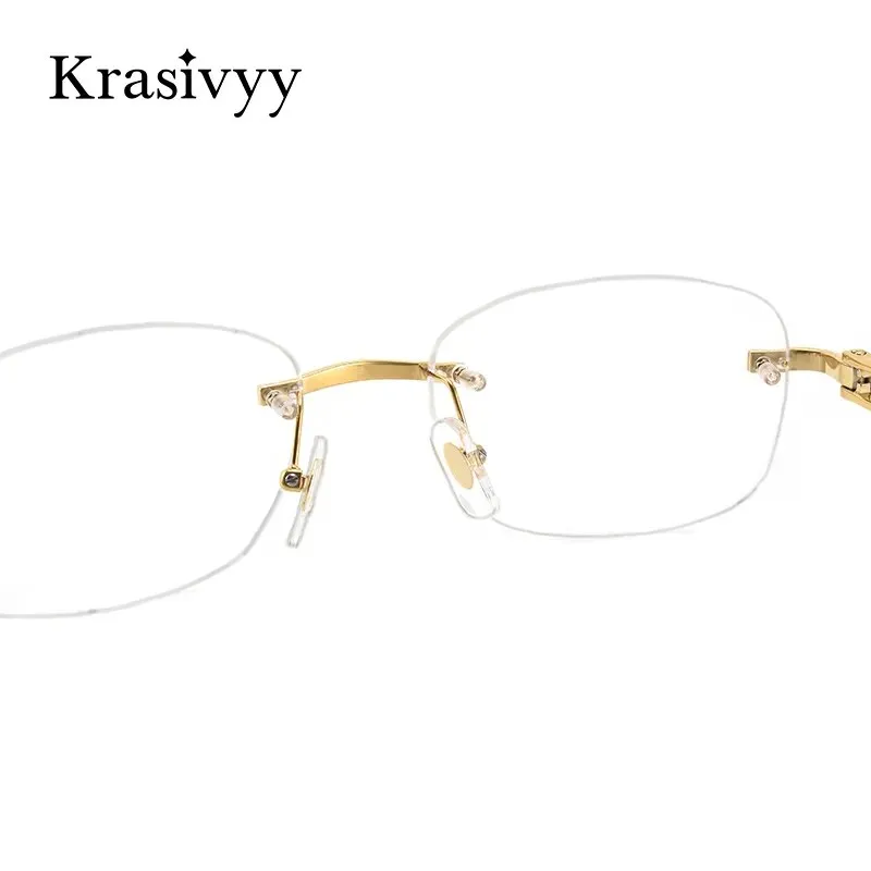 Krasivyy Unisex Rimless Square Titanium Eyeglasses Kr0290o