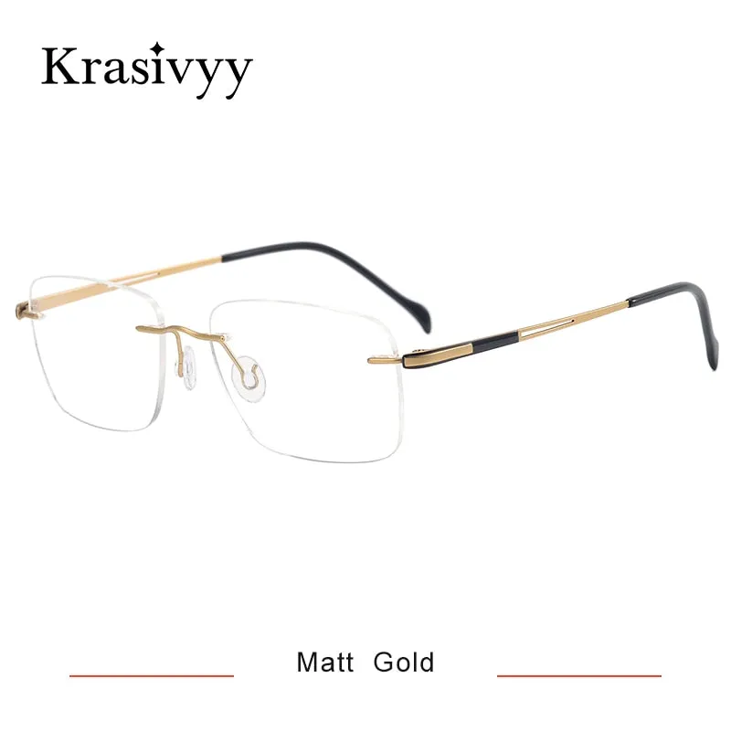 Krasivyy Unisex Rimless Square Titanium Eyeglasses Kr16065