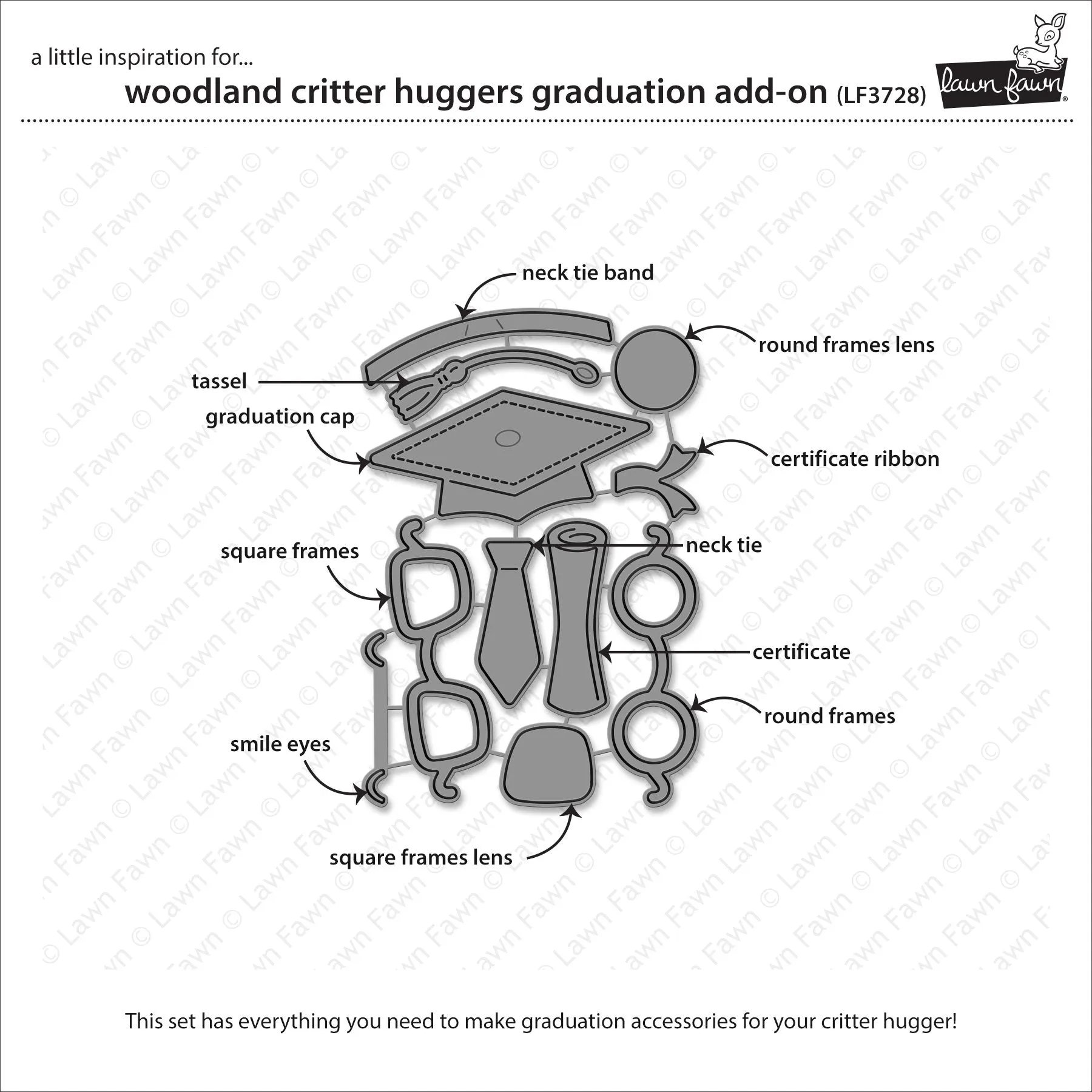 LAWN FAWN: Woodland Critter Huggers | Graduation Add-On | Lawn Cuts Die