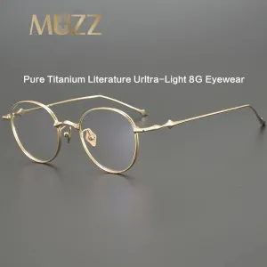 Muzz Unisex Full Rim Round Titanium Ip Plated Eyeglasses Ep87 Muzz Unisex Full Rim Round Titanium Ip Plated Eyeglasses Ep87