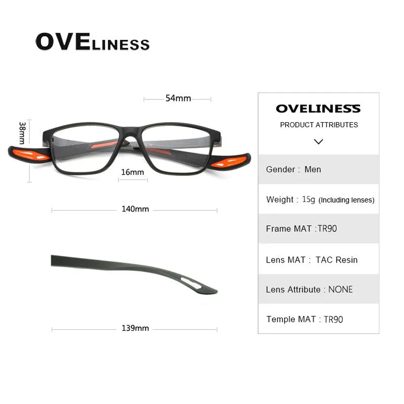 Oveliness Unisex Full Rim Square Tr 90 Ultem Sport Eyeglasses Ad58