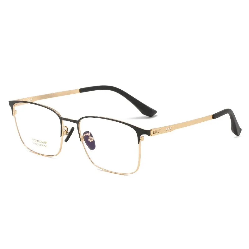 Reven Jate Men's Full Rim Square Titanium Screwless Frame Eyeglasses 6118