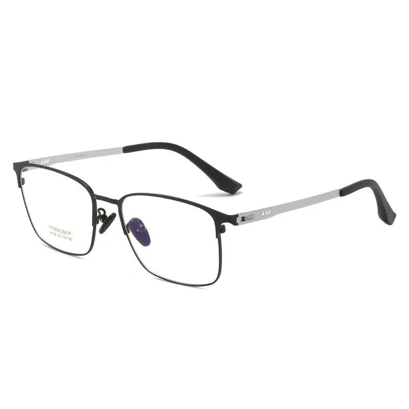 Reven Jate Men's Full Rim Square Titanium Screwless Frame Eyeglasses 6118
