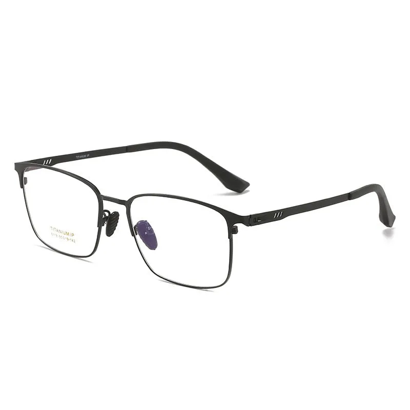Reven Jate Men's Full Rim Square Titanium Screwless Frame Eyeglasses 6118