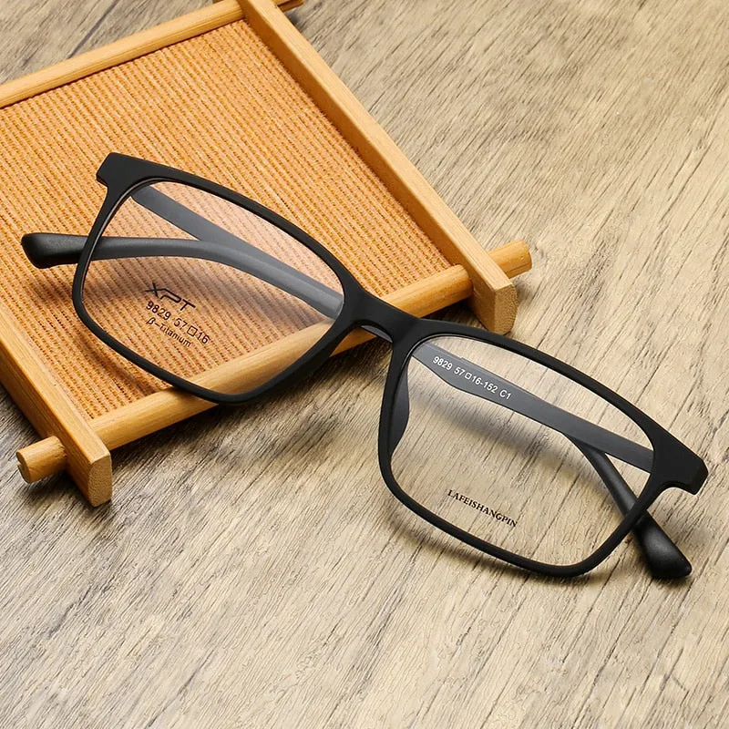 Reven Jate Unisex Full Rim Large Square Titanium Eyeglasses 9829