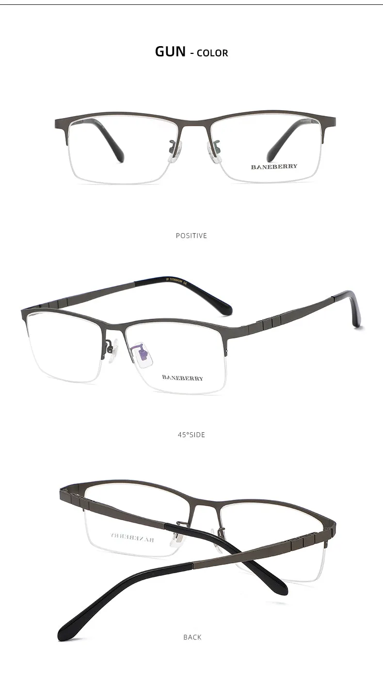 Reven Jate Unisex Semi Rim Rectangle Titanium Frame Eyeglasses 71111