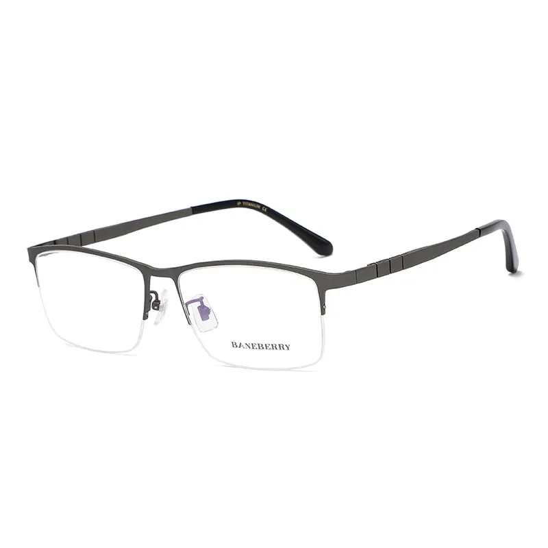 Reven Jate Unisex Semi Rim Rectangle Titanium Frame Eyeglasses 71111