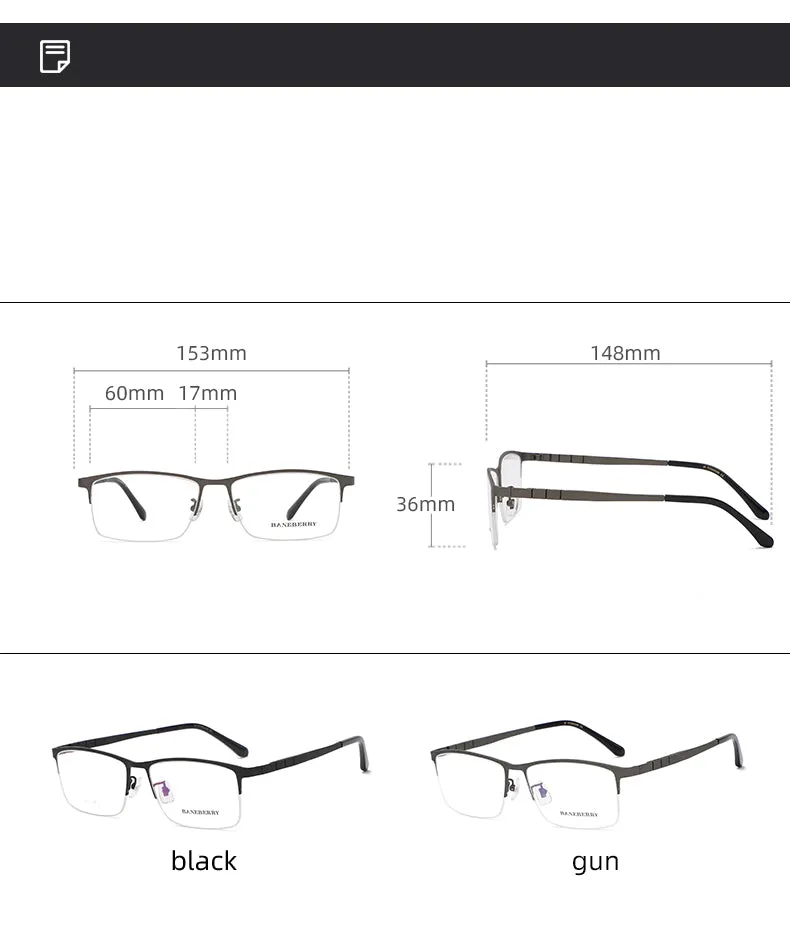 Reven Jate Unisex Semi Rim Rectangle Titanium Frame Eyeglasses 71111