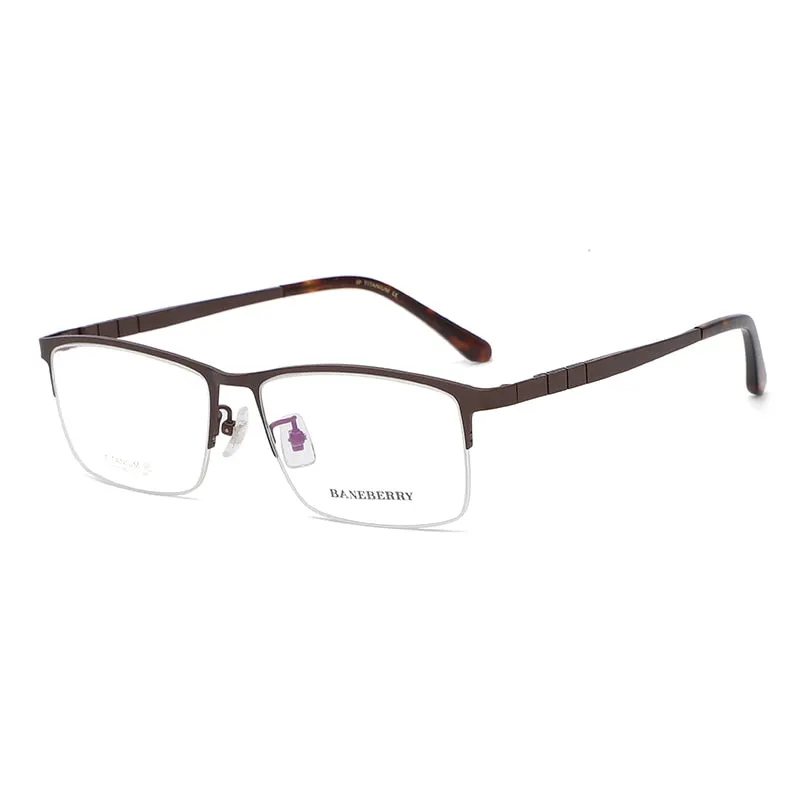 Reven Jate Unisex Semi Rim Rectangle Titanium Frame Eyeglasses 71111